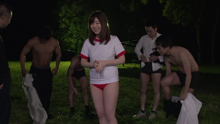 Winsome Japanese Kaho has been gangbanged out-of-doors