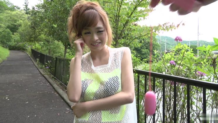 Sexy busty Japanese Mikuru Shiina is making a best blowjob of my life in outdoor