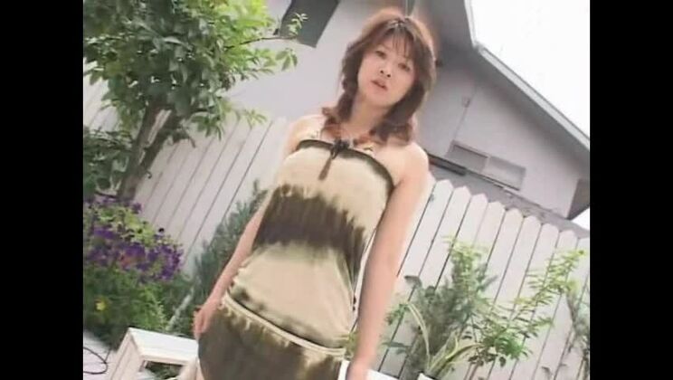 Marvelous Japanese Rika Fujiwara out of the house