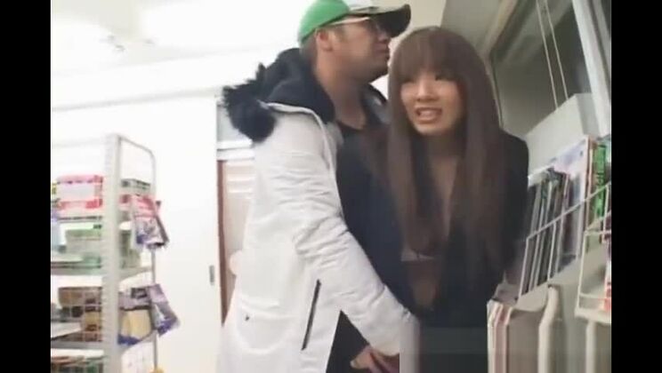 Pretty Japanese whore performing in an interracial porn video