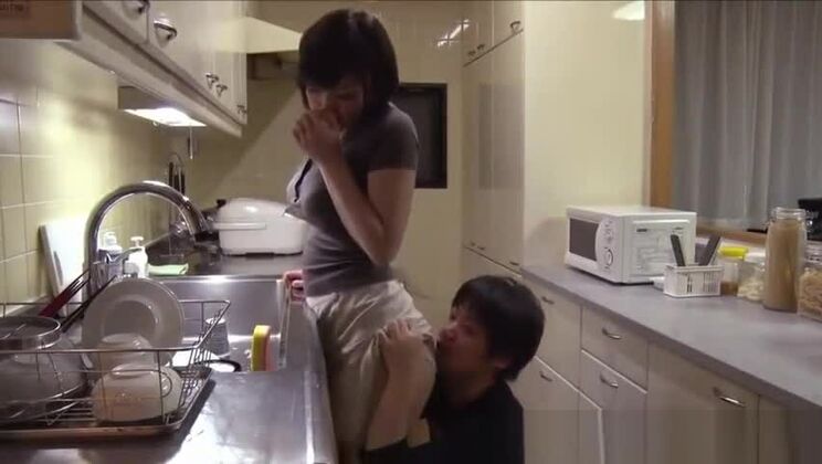 Asian Babe With Nice Ass And Big Tits Gives Tit Job And BJ In Kitchen