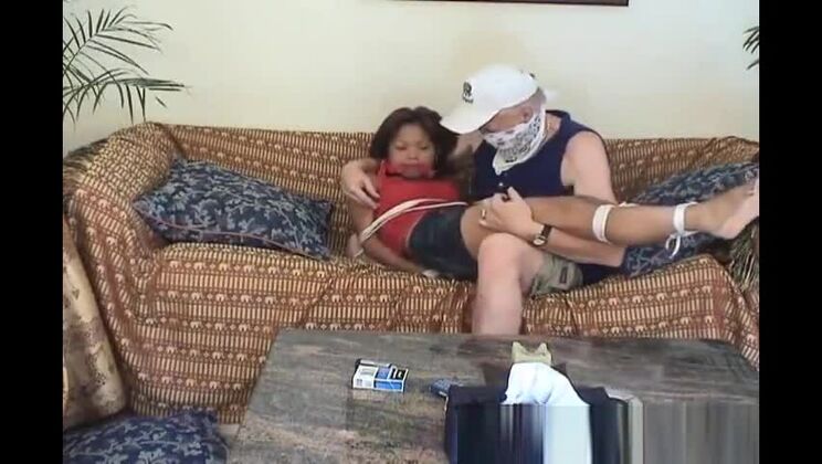 Asian teen tied up and groped by the old gangsta