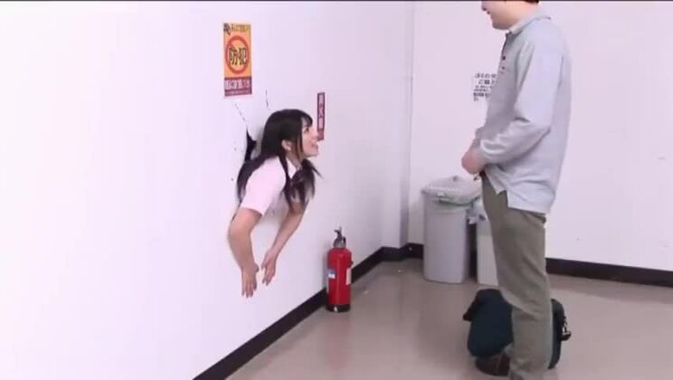 Japanese girl trapped in wall