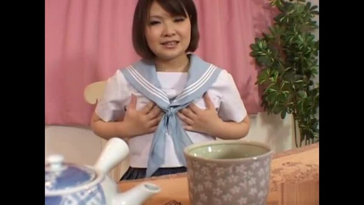 Asian schoolgirl is using her webcam for masturbation in public