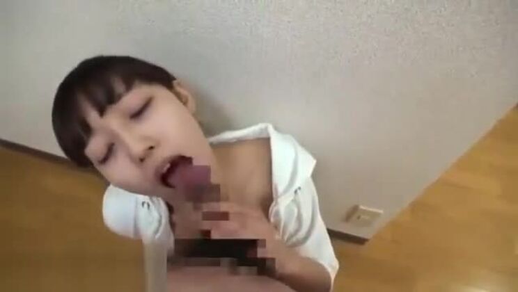 Japanese cute teen POV blowjob at home