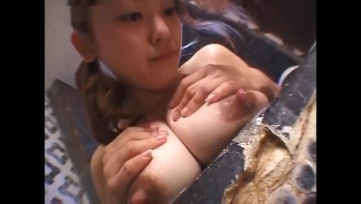 Girl's big lactating boobs 2. washing her huge milky boobs