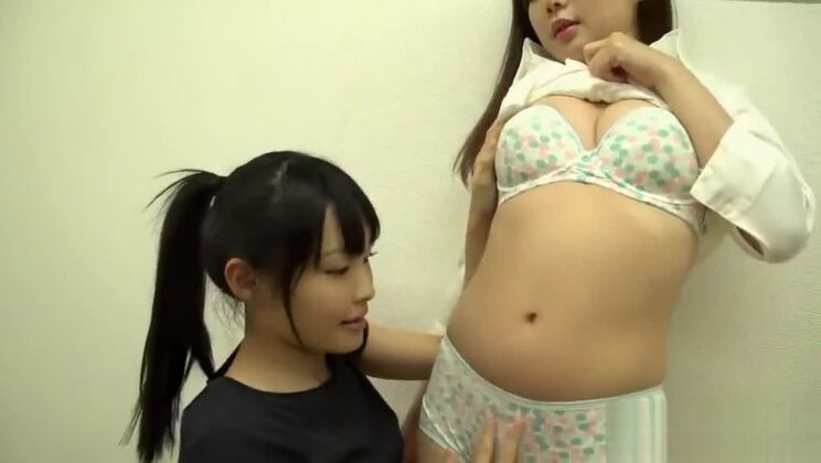Beautiful japanese kissing tummy